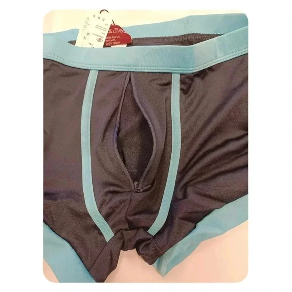 Godsen Black Light Blue Front Zipper Swim Shorts Size Medium - Picture 4 of 6